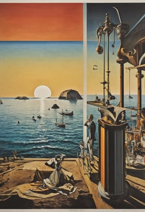  (80s poster) Giorgio de Chirico and Salvador Dalí, Art Station, Full Color, Salvador Dali style