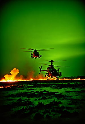 Capture images of the battlefield (through thermal imaging and night vision cameras)Battlefield scene, helicopter, 
debris,explosion,DonMD34thM4g1cXL,Clear Glass Skin