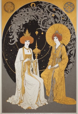  (80s poster) Aubrey Vincent Beardsley and Heinz Edelmann, Art Station, Full Color,alchemy, Gold Dust