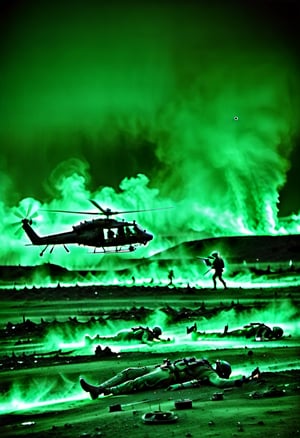 Capture images of the battlefield (through thermal imaging and night vision cameras)Battlefield scene, helicopter, 
debris,explosion,DonMD34thM4g1cXL,Clear Glass Skin