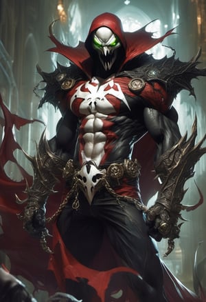 (Design: Image Comics. Artwork based on thematic concept art full body design (Spawn), Variation) Oblique angle shot, Anatomy, Trending on ArtStation, Trending on CGSociety, Exquisite, High resolution, Sharp focus, Dramatic, Photorealistic painting art by Midjourney and Greg Rutkowski, LegendDarkFantas,