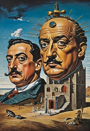  (80s poster) Giorgio de Chirico and Salvador Dalí, Art Station, Full Color, Salvador Dali style