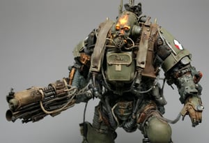 Maschinen Krieger ZbV3000. In military colors and with distressed finish. Equipped with large weapons taken from an air raid diorama. Cables, sharp, cinematic, epic scale, detailed, messy, fire, smoke, CXL-Mech, legendary dark fantasy, ct-nijireal