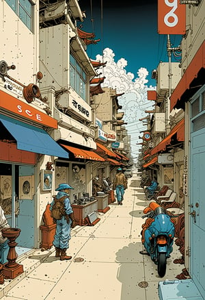 Prompt: score_9, source_Comics, (2 page comic) BOOK OF THE MOEBIUS & Katsuya Terada collaboration, art station, BANDE DESSINÉE story transcription, full color, Streetscape