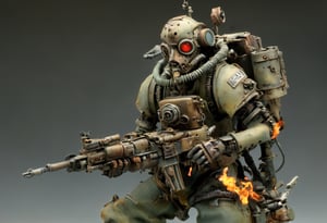 Maschinen Krieger ZbV3000. In military colors and with distressed finish. Equipped with large weapons taken from an air raid diorama. Cables, sharp, cinematic, epic scale, detailed, messy, fire, smoke, CXL-Mech, legendary dark fantasy, ct-nijireal