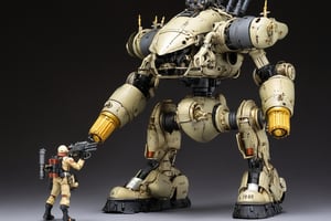 Inspired by Mebius and Makoto Kobayashi's hyper weapon designs, the futuristic mechanics stand alone in sleek, Maschinen Krieger ZbV3000. (Artworks Mechanical design by Hiroshi Yokoyama)In military colors and with distressed finish. Equipped with large weapons taken from an air raid diorama. Cables, sharp, cinematic, epic scale, detailed, messy, fire, smoke, legendary dark fantasy, Katsuhiro Otomo's manga "Farewell to Weapons", CXL-Mech,LegendDarkFantasy