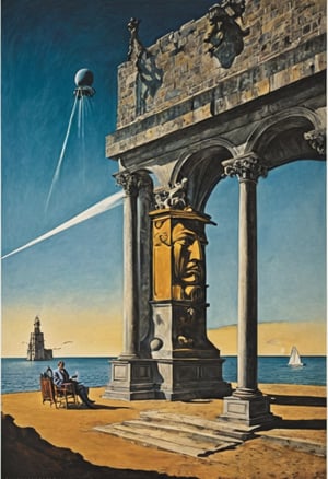  (80s poster) Giorgio de Chirico and Salvador Dalí, Art Station, Full Color, Salvador Dali style