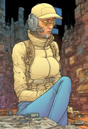(?!-Panel Comic) Tortured by MOEBIUS (cyberpunk), Art Station, Bande Dessinée story transcription, full color,vector