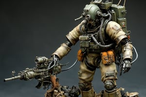 Maschinen Krieger ZbV3000. In military colors and with distressed finish. Equipped with large weapons taken from an air raid diorama. Cables, sharp, cinematic, epic scale, detailed, messy, fire, smoke, CXL-Mech, legendary dark fantasy, ct-nijireal