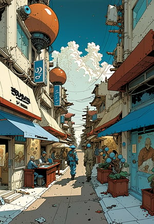 Prompt: score_9, source_Comics, (2 page comic) BOOK OF THE MOEBIUS & Katsuya Terada collaboration, art station, BANDE DESSINÉE story transcription, full color, Streetscape