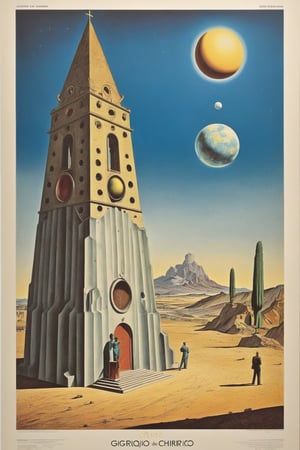  (80s poster) Giorgio de Chirico and Heinz Edelmann, Art Station, Full Color, Salvador Dali style