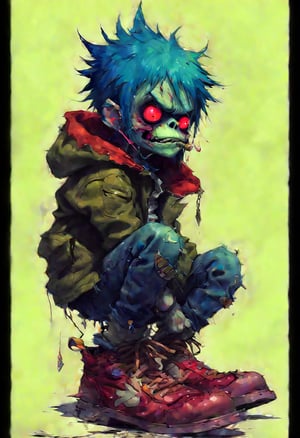 source_anime, (w-frame comic) Tortured by jamie hewlett (Gorillaz), Full color,APEX colourful ,score_tag,SHOE , in the style of esao andrews,DonMD34thKn1gh7XL,runeblade,death knight,vector,esao andrews style,eldmeisterog style 