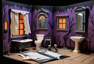 Pop-up book (bathroom in a haunted house)