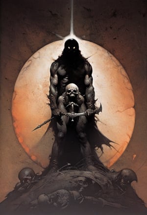 score_9, source_Poster, (Darkness and Shadow by Nicola Samori),(?! Frame Comics) Frank Frazetta's Persuasion (Art Collection), fr4z3tt4, Dark, 