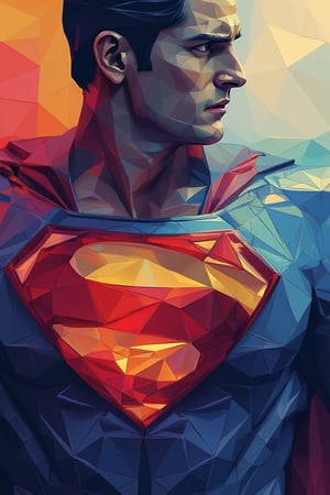 low poly pop art, ULTRA FINE CLOSE UP SUPERMAN MOVIE POSTER