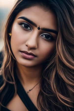 generate a highly semantic full indian Instagram model, photo of a girl like dream Tribal girl, long_hair milky white skin, indian, village girl,in beautiful wearing  a bindi on forehead, wearing black dress, high_heels, raw, hd, high_resolution, HDR, masterpiece,  Ultra 16K and cinematic light effect.