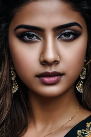 generate a highly semantic full indian Instagram model, photo of a girl like dream Tribal girl, long_hair milky white skin, indian, village girl,in beautiful wearing  a bindi on forehead, wearing black dress, high_heels, raw, hd, high_resolution, HDR, masterpiece,  Ultra 16K and cinematic light effect.