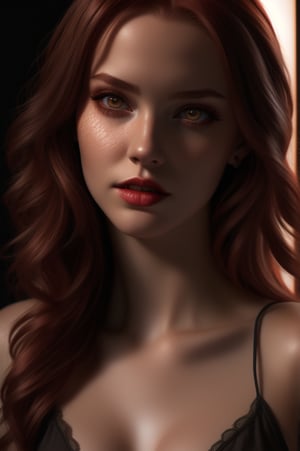 Beautiful realistic darkness girl model, Brunette red haired, Vampire style clothing, background horror,
Hyper realistic, Super detailed, 8k, Lighting natural, Medium exposure, Soft shadows, (Photo srgb), UR_Art,real_booster, 