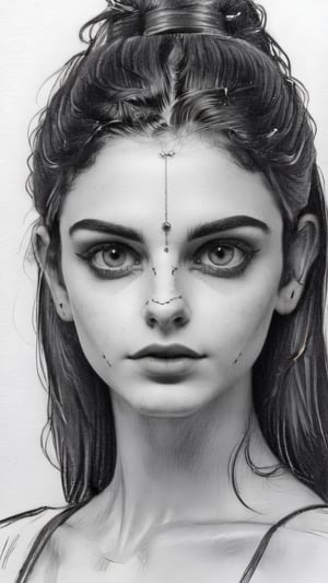 Beautiful Instagram model girl, charcoal sketch,  anatomy , pencil_(artwork), pencil_art, pencil_art, rough_sketch, Pencil draw of a very beautiful indian model girl on paper, beauty,monochrome,LinkGirl