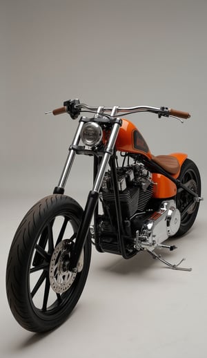 Highly customize modern custom chopper with extremly long fork.Orange colour with chrome accent