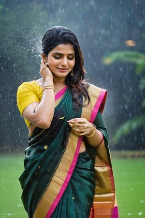 Wet saree in rain in Chemistry ⚗️ 🧪🧪 🧫 Cute Beautiful Saree Traditional Queen Aesthetic Realistic Fantasy AI Samantha Ruth Prabhu Instagram model, long black_hair, colorful hair, warm, dacing,  indian,Young beauty spirit,shoot.  full photo, full length,  
, top to bottom,
,Future girl,Samantha Ruth Prabhu,18+,SamanthaRuthPrabhu