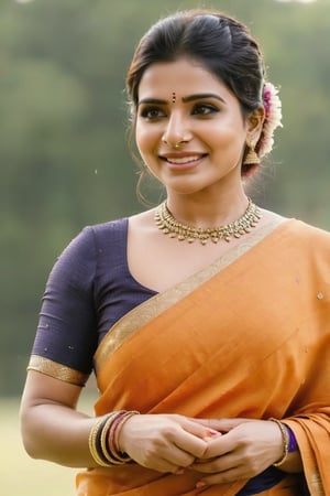  Cute smile Beautiful Saree Traditional 🙂 🥰 Queen 👑 Fantasy Realistic Infinity ♾️  AI Samantha Ruth Prabhu horse riding 