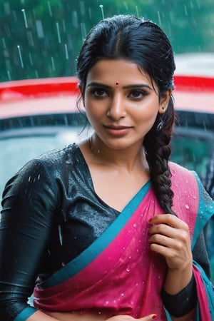 Wet saree in rain in Paris Cute Beautiful Saree Traditional Queen Aesthetic Realistic Fantasy AI Samantha Ruth Prabhu Instagram model, long black_hair, colorful hair, warm, dacing,  indian,Young beauty spirit,shoot.  full photo, full length,  
, top to bottom,
,Future girl,Samantha Ruth Prabhu,18+,SamanthaRuthPrabhu