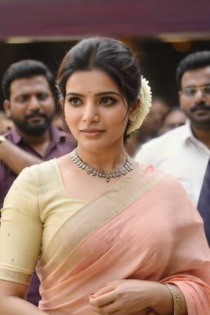 Cute Beautiful, Realistic, Fantasy, Ai, cute, Beautiful, Saree Traditional Queen , Aesthetic Of Samantha Ruth Prabhu in half saree 