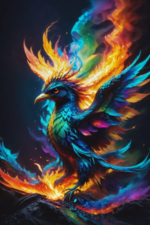 This majestic bird appears to rise from its own ashes every time it is illuminated, reflecting a spectrum of colors symbolizing resilience and renewal.