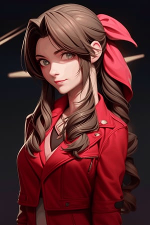 perfect gface, long hair, torso view, masterpiece, realistic, hyperrealistic, best quality, aerith gainsborough, cropped jacket, hair bow, bracelet, pink dress, brown boots, aurora borealis, night sky, 1girl, solo, looking at viewer, happy, smile, beautiful detailed eyes, perfect detailed body, sending a flying kiss, dynamic pose, masterpiece, best quality, 8k, detailed colors,illustration (hyper detailed, brightness: 1.4), detailed,  perfect girl. looking at viewer, ilustration, masterpiece, highly detailed,  stunning image, elegant, dramatic, bold, intense, detailed, eye-catching, dark background, 3DMM