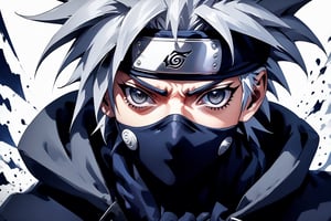 Kakashi ,
dark grey eyes,
grey eyes,
Spiky hair,
bandage covered eye, 
mask
Silver hair, 
mask,
forehead protector
Sharingan,
gloves
Mysterious, 
laid-back,
ninja attire
detailed,
ninja bandage,
white hair,
looking at viewer,
chidori,
blue lightning ball in hand,
chidori in hand,
abstract art, 
ilustration,
masterpiece, 
highly detailed,
with ink brushstrokes in the background,
stunning image,  
elegant, 
dramatic, 
bold, 
intense, 
detailed, 
eye-catching,
dynamic pose,
dynamic composition,
dark background, 
Kakashi Hatake,
kakashi,anime style,3d toon style,ct-niji2