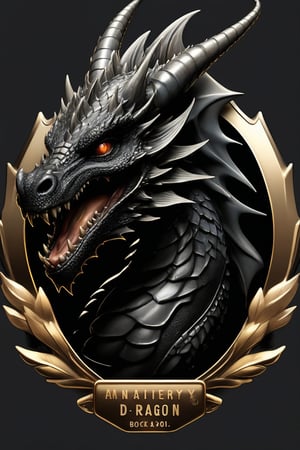 Masterpiece, realistic. High quality. Detailed.
Badge. dark dragon,  With text: TA Anniversary, black background