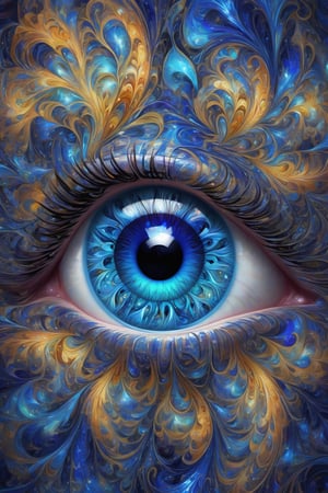 Eyes, Fractal iris, fantasy beauty, bio chemiluminescence iris, art nouveau, bright colors, kaleidoscope, and prism effects, 
abstract art, psychedelia theme, calligraphy patterns, artistic lettering, beautiful scripts, penmanship, visual poetry, cultural, Realistic Blue Eyes, solo eye, DonMM3l4nch0l1cP5ych0XL