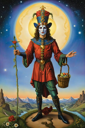 the fool card of tarot,artfrahm,visionary art style