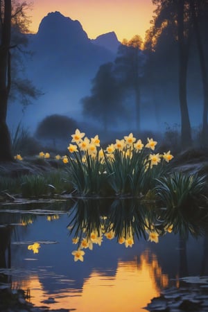 Spectral Narcissus of Twilight: In the twilight hours, this narcissus emits an iridescent glow that transforms its surroundings into a landscape of dreams and mystical visions.
