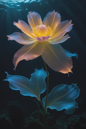 Specter of the Deep Night Flower: An ethereal flower that blooms only in the depths of the ocean, its translucent petals emitting a ghostly glow in the darkness.