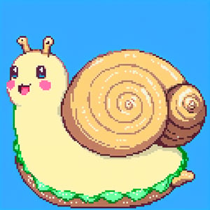 snail, slime, cute, open mouth, (((surprised face))), good pixel art,pixel art,pixel,16 bit,