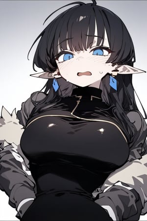 1girl, solo, black hair, long hair, upper body, masterpiece, best quality, very aesthetic, absurdres,gotou hitori, sagawa, fucking, masterpiece, high quality, only black hair, rubber suit clothes, feel disgusting, blue eyes, censored, tickled by feather, feel sexually good