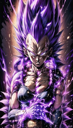 We can visualize the iconic character from the animated series Dragon Ball Z, Vegeta, in his Ultra Ego Vegeta transformation. (his extremely long, loose, violet hair:1.9). (very very long hair:1.9). (without eyebrows, eyebrow alopecia:1.9). (total loss of eyebrow hair:1.9). blue eyes, with his characteristic Violet suit. Flashes of light and electricity surround his entire body, a violet glow. smiling, smug. His ki is immense and mystical. His look is wild. He is at the culmination of a great battle for the fate of planet Earth and you can see his wounded body. The image quality and details have to be worthy of one of the most famous characters in all of anime history and honor him as he deserves. which reflects the design style and details of the great Akira Toriyama. 



PNG image format, sharp lines and borders, solid blocks of colors, over 300ppp dots per inch, 32k ultra high definition, 530MP, Fujifilm XT3, cinematographic, (photorealistic:1.6), 4D, High definition RAW color professional photos, photo, masterpiece, realistic, ProRAW, realism, photorealism, high contrast, digital art trending on Artstation ultra high definition detailed realistic, detailed, skin texture, hyper detailed, realistic skin texture, facial features, armature, best quality, ultra high res, high resolution, detailed, raw photo, sharp re, lens rich colors hyper realistic lifelike texture dramatic lighting unrealengine trending, ultra sharp, pictorial technique, (sharpness, definition and photographic precision), (contrast, depth and harmonious light details), (features, proportions, colors and textures at their highest degree of realism), (blur background, clean and uncluttered visual aesthetics, sense of depth and dimension, professional and polished look of the image), work of beauty and complexity. perfectly symmetrical body.
(aesthetic + beautiful + harmonic:1.5), (ultra detailed face, ultra detailed perfect eyes, ultra detailed mouth, ultra detailed body, ultra detailed perfect hands, ultra detailed clothes, ultra detailed background, ultra detailed scenery:1.5),



detail_master_XL:0.9,SDXLanime:0.8,LineAniRedmondV2-Lineart-LineAniAF:0.8,EpicAnimeDreamscapeXL:0.8,ManimeSDXL:0.8,Midjourney_Style_Special_Edition_0001:0.8,animeoutlineV4_16:0.8,perfect_light_colors:0.8,SAIYA,Ultra_Ego,yuzu2:0.3,UE_vegeta