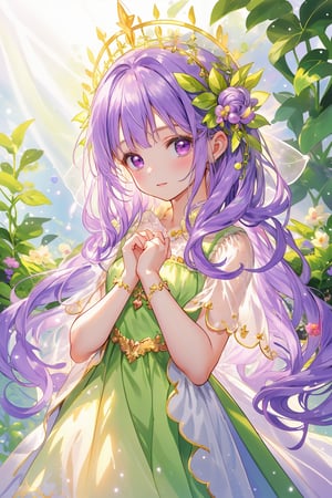 fairy welcoming nature purple green,girl, arms down