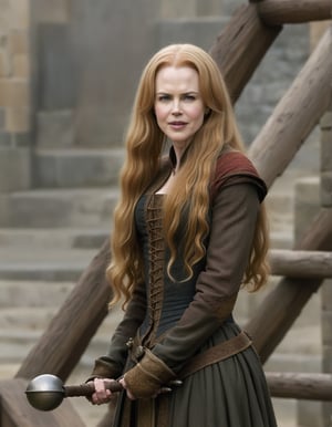 Nicole Kidman wears her Medieval clothes.