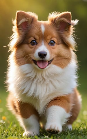 Shetland Sheepdog

(best quality, 4k, 8k, highres, masterpiece:1.2), ultra-detailed,3D,dog, pet, adorable, cute, lively, friendly, playful, doggy eyes, fluffy fur, happy expression, small size, curled tail, pointy ears, puppy, paws, snout, puppy breath, chubby cheeks, wagging tail, soft nose, puppy love, warm-hearted, loyal companion, joyful, fun-loving, running in the meadow, grass, beautiful sunny day, family pet, symbol of happiness, portrait style, vivid colors, shades of brown, bokeh lighting.