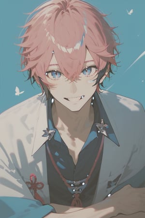 solo,matured male,25years old man,akagi_wen,best quality,amazing quality,SCORE_9,SCORE_8 UP,SCORE_7 UP,high resolution,pink_hair,multicolored hair,blue eyes