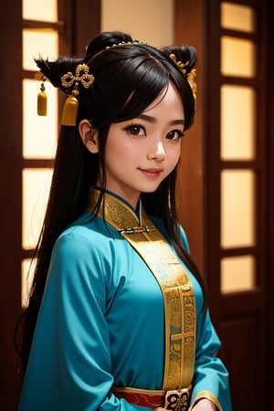 Score_9, score_8_up, score_7_up, BREAK source animation,
,miku,light brown hair,dark eyes,straight hair,long hair,38 year old girl,solo,
Black eyeliner, elegant Han Dynasty fairy costumes, Han Dynasty ancient hairstyle, Han Dynasty accessories,
perfect eyes, solo, photo, detailed, focus, innocent, indoor, front view, focused eyes, stunning background, smile, half body shot