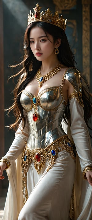 breathtaking ethereal RAW photo of female ((Sumerian Goddess with full regalia, including a majestic crown, an elaborate necklace, a sturdy breastplate, a luxurious robe, bracelets on her wrists and ankles, intricate earrings, and the garment of ladyship.
 )), dark and moody style, perfect face, outstretched perfect hands . masterpiece, professional, award-winning, intricate details, ultra high detailed, 64k, dramatic light, volumetric light, dynamic lighting, Epic, splash art .. ), by james jean $, roby dwi antono $, ross tran $. francis bacon $, michal mraz $, adrian ghenie $, petra cortright $, gerhard richter $, takato yamamoto $, ashley wood, tense atmospheric, , , , sooyaaa,IMGFIX,Comic Book-Style,Movie Aesthetic,action shot,photo r3al,bad quality image,oil painting, cinematic moviemaker style,Japan Vibes,H effect,koh_yunjung ,koh_yunjung,kwon-nara,sooyaaa,colorful,bones,skulls,armor,han-hyoju-xl
,DonMn1ghtm4reXL,hubg_mecha_girl,hubggirl