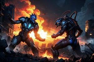 (best quality, 8K, ultra-detailed, masterpiece:1.4),
(cinematic, photorealistic, UHD, HDR, high resolution, vibrant colors).
(An epic 8K landscape in the style of \(Starcraft)\ by Blizzard Entertainment:1.5), (two distinct subjects, side view, attacking each other, in motion, choking, attacking, high-octane:1.5), (intense brawl, high angle, full body:1.5), epic battle, fight scene, action packed, piercing eyes, (dramatic:1.2), explosions, sparks on impact, shallow depth of field, bokeh, (dramatic lighting, backlight:1.2), detailed face, (bloom:1.4), ray tracing.