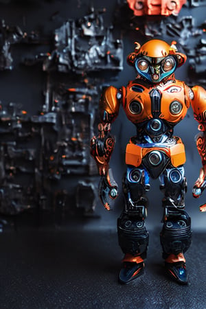 ROBORT, extremely reality photo of Autobots Orange/black standing in technology ground, another Planet in the background,fantasy00d, realistic metallic skin, More Detail, ultra real metallic texture, Shine in the metal, well-defined and detailed parts of the robot