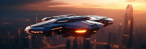 High detailed, realistic photo of starship, flying over a futuristic city, front view, sunset, 8k, stunning image, realistic textures, cinematic scene, ((masterpiece: 2)), light particles, 
ek_ph0t0_b00ster,ek_real_b00ster,ek_art_b00ster,ek_raz0r_cre5t,ek_rcr3ar