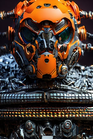 ROBORT, extremely reality photo of Autobots Orange/black standing in technology ground, another Planet in the background,fantasy00d, realistic metallic skin, More Detail, ultra real metallic texture, Shine in the metal, well-defined and detailed parts of the robot