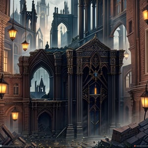 Gothic  , masterpiece, best quality,   picturesque Gothic Ruins. With a mischievous expression on his face,  The gothic female and Her  mischievous smile and mischievous look reflect his playful and energetic personality. The atmosphere of the GothicRuins is reflected in the details of the 
 ruins and hanging lanterns that decorate the cityscape.
,incredibly absurdres